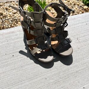 Rampage Olive Gray Strappy Gladiator High Heel Sandals